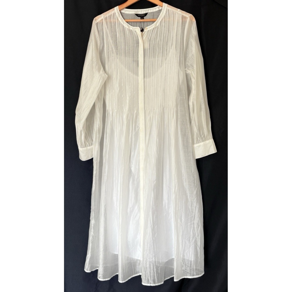 NWT Banana Republic Pleated Organza Midi Dress XL White Tencel Pintuck Romantic - Picture 4 of 16